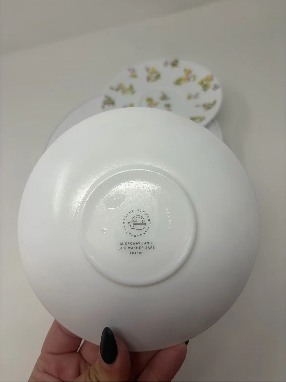 Martha Stewart Everyday Tea Cup Plates Pansies Purple Yellow France Set Of 3